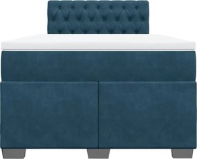 vidaXL Κρεβάτι Boxspring με Στρώμα Μπλε 120x200 εκ. Βελούδινο
