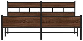 vidaXL Σκελετός Κρεβ. Χωρίς Στρώμα Καφέ Δρυς 193x203 εκ. Μεταλλικό