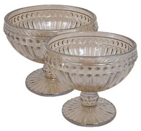 Μπωλ Γυάλινο Μπωλ Παγωτού Stripe Σετ 6 Τμχ Beige 373-00-549 Glass