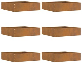 vidaXL Περίγραμμα γκαζόν 6 pcs Σκ rusty 50 x 50 x 13 εκ