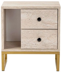 Κομοδίνο Glimmer 241NRD1410 45,2x29,5x50cm Travertine Beige-Gold