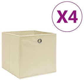 Κουτιά Αποθήκευσης 4 τεμ. Κρεμ 28x28x28 εκ. Ύφασμα Non-woven