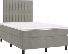 vidaXL Κρεβάτι Boxspring με Στρώμα &amp; LED Αν.Γκρι 120x190εκ. Βελούδινο