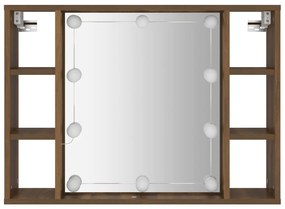 vidaXL Έπιπλο Καθρέπτη με LED Καφέ Δρυς 76 x 15 x 55 εκ.