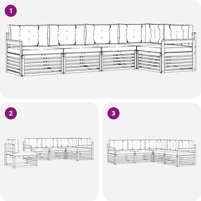 vidaXL Σειρά Καναπέ Εξωτερικού 6 pcs Λευκό και Κρεμ Πολυεστέρας