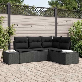 vidaXL Σετ Καναπέ Κήπου 4 pcs Μαύρο Πολυ ράταν