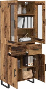 vidaXL Highboard 2 pcs Παλιό Ξύλο 69,5 x 34 x 180 εκ.