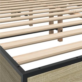 vidaXL Πλαίσιο Κρεβατιού Sonoma Δρυς 150x200 εκ. Επεξ. Ξύλο &amp; Μέταλλο