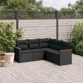 vidaXL Patio Sofa Set 5-θέσια Black