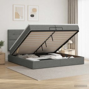 vidaXL Κρεβάτι Ottoman με στρώμα Σκούρο Γκρι 200 x 200 cm Ύφασμα