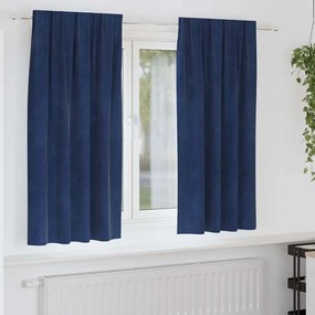 vidaXL Κουρτίνες με κουρτίνες 2 pcs Σκούρο Μπλε 140 x 175 cm Βελούδο