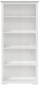 Βιβλιοθήκη BODO 5 Επ. Λευκή 82x40x173 εκ. από Μασίφ Ξύλο Πεύκου - Λευκό