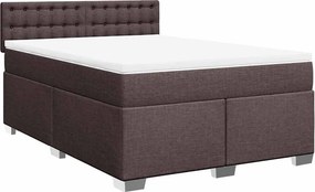 vidaXL Κρεβάτι Boxspring με Στρώμα Σκούρο Καφέ 140x190 εκ. Υφασμάτινο