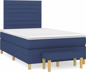 vidaXL Κρεβάτι Boxspring με Στρώμα Μπλε 120x190 εκ. Υφασμάτινο
