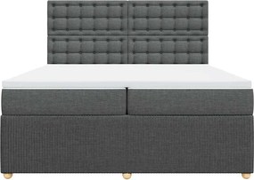 vidaXL Κρεβάτι Boxspring με Στρώμα Σκούρο Γκρι 200x200 εκ. Υφασμάτινο