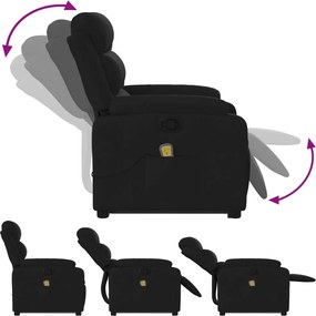 vidaXL Πολυθρόνα Μασάζ Ανακλινόμενη με Ανύψωση Μαύρη Υφασμάτινη