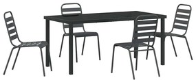 vidaXL Σέτ φαγητού για κήπο 5 pcs Σκούρο γκρι Ατσάλι