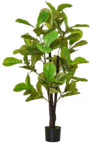 HOMCOM Τεχνητό Ficus 130cm για εσωτερικούς και εξωτερικούς χώρους, ρεαλιστικό τεχνητό φυτό με 78 φύλλα