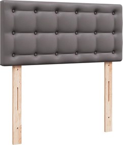 vidaXL Κρεβάτι Boxspring με Στρώμα Γκρι 90x190 εκ. από Συνθετικό Δέρμα