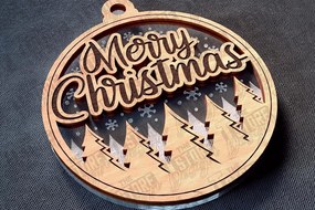 Σετ των 3 Intra απο ξύλο plywood 3mm-4mm πάχος Χριστουγεννιάτικο στολίδι Δίασταση 8x8 cm INTRAFABR-78627831