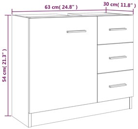 Ντουλάπι Νιπτήρα Καφέ δρυς 63 x 30 x 54 εκ. Επεξεργ. Ξύλο - Καφέ