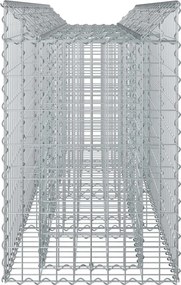 vidaXL Ανασηκωμένο κρεβάτι gabion 2 pcs Ασημί