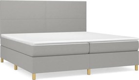 vidaXL Κρεβάτι Boxspring με Στρώμα Ανοιχτό Γκρι 200x200 εκ. Υφασμάτινο