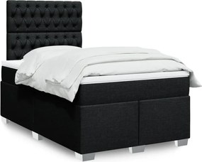 vidaXL Κρεβάτι Boxspring με Στρώμα Μαύρο 120x190 εκ. Υφασμάτινο