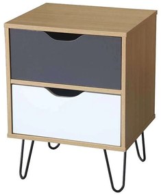Κομοδίνο Artic Sonoma Grey White 45x39x59,5cm 09-0999 Melamine, Metal