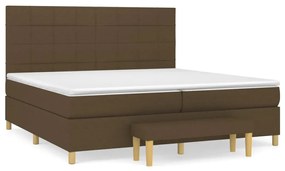 Κρεβάτι Boxspring με Στρώμα Σκούρο Καφέ 200x200 εκ. Υφασμάτινο - Καφέ