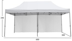 Κιόσκι Gazebo Επαγγελματικό Βαρέως τύπου Cressen C21099 Πτυσσόμενο Αλουμινίου 3x6x3,4Υμ.