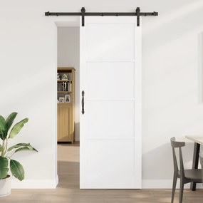 vidaXL Συρόμενη Πόρτα με Σετ Εξαρτημάτων Λευκή 83x232 cm Στερεό Ξύλο Πεύκο