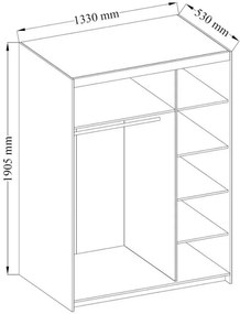 Ντουλάπα Ester Plus Τρίφυλλη -Sonoma