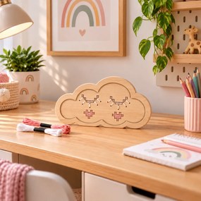 ΔΗΜΙΟΥΡΓΙΚΉ ΑΠΑΣΧΌΛΗΣΗ WOODEN KNIT CRAFT 30*17CM CLOUD WOMD341