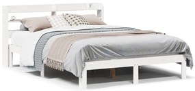 vidaXL Πλαίσιο Κρεβατιού Κεφαλάρι Λευκό 150x200εκ Μασίφ Πεύκο
