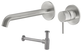La Torre ELLE 316 inox Brushed Μπαταρία Νιπτήρος εντοιχισμού 2 οπών+Σιφών 35032-111 N0262-111