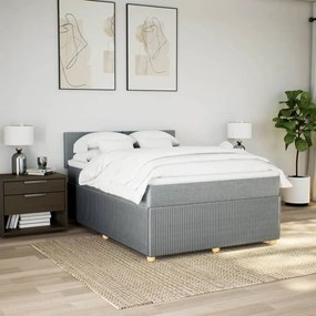 Κρεβάτι Boxspring με Στρώμα Ανοιχτό Γκρι 140x190 εκ. Υφασμάτινο - Γκρι