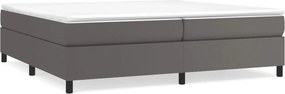 vidaXL Κρεβάτι Boxspring με Στρώμα Γκρι 200x200 εκ. Συνθετικό Δέρμα