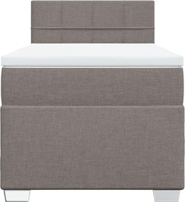 vidaXL Κρεβάτι Boxspring με Στρώμα Taupe 90x190 εκ.Υφασμάτινο