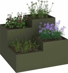 vidaXL Γλάστρα Κήπου Λαδί 100 x 100 x 60 εκ. Ατσάλι