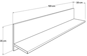 Ραφιέρα τοίχου μελαμίνης Flat Megapap σε χρώμα λευκό 120x20x25εκ.