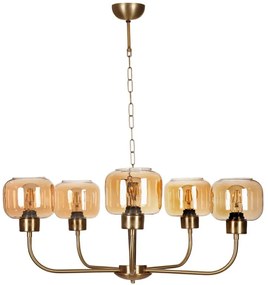 Φωτιστικό Οροφής 534LUN5827 74x80cm 5xE27 40W Gold-Honey Opviq