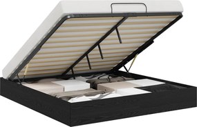 vidaXL Κρεβάτι Οθωμανικού Τύπου Μαύρη Δρυς 203 x 160 x 25 εκ