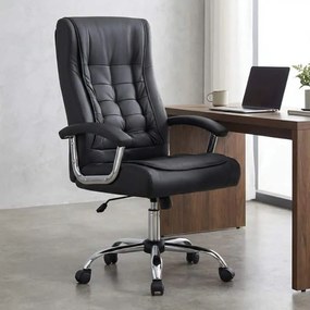 Καρέκλα γραφείου διευθυντική Vision Megapap από τεχνόδερμα χρώμα μαύρο 63x70x112/120εκ.