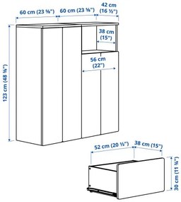 SMASTAD/PLATSA σύνθεση αποθήκευσης με 3 συρτάρια, 120x42x123 cm 695.499.83