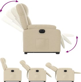 vidaXL Πολυθρόνα Ηλεκ. Ανακλινόμενη με Ανύψωση Κρεμ Υφασμάτινη