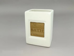 Ποτηροθήκη Bath Λευκό Κεραμικό/Μπαμπού