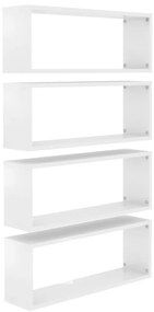vidaXL Ράφια Κύβοι Τοίχου 4 τεμ. Γυαλ. Λευκό 60x15x23 εκ. Επεξ. Ξύλο
