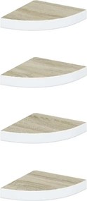 vidaXL Ράφια Τοίχου Γωνιακά 4 τεμ. Δρυς/Λευκό 25 x 25 x 3,8 εκ από MDF