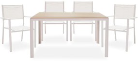 Τραπεζαρία Zacreta-Nares σετ 5τεμ  λευκό-φυσικό 140x80x72.5εκ